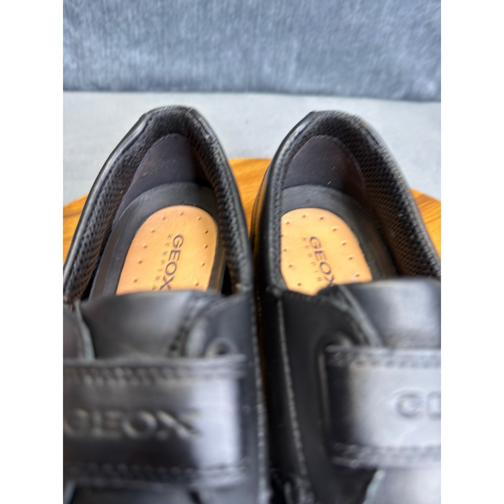 Geox Respira Loafers Women 5 Black Leather Hook Loop Strap Moc Toe Driving Shoes - Picture 13 of 14